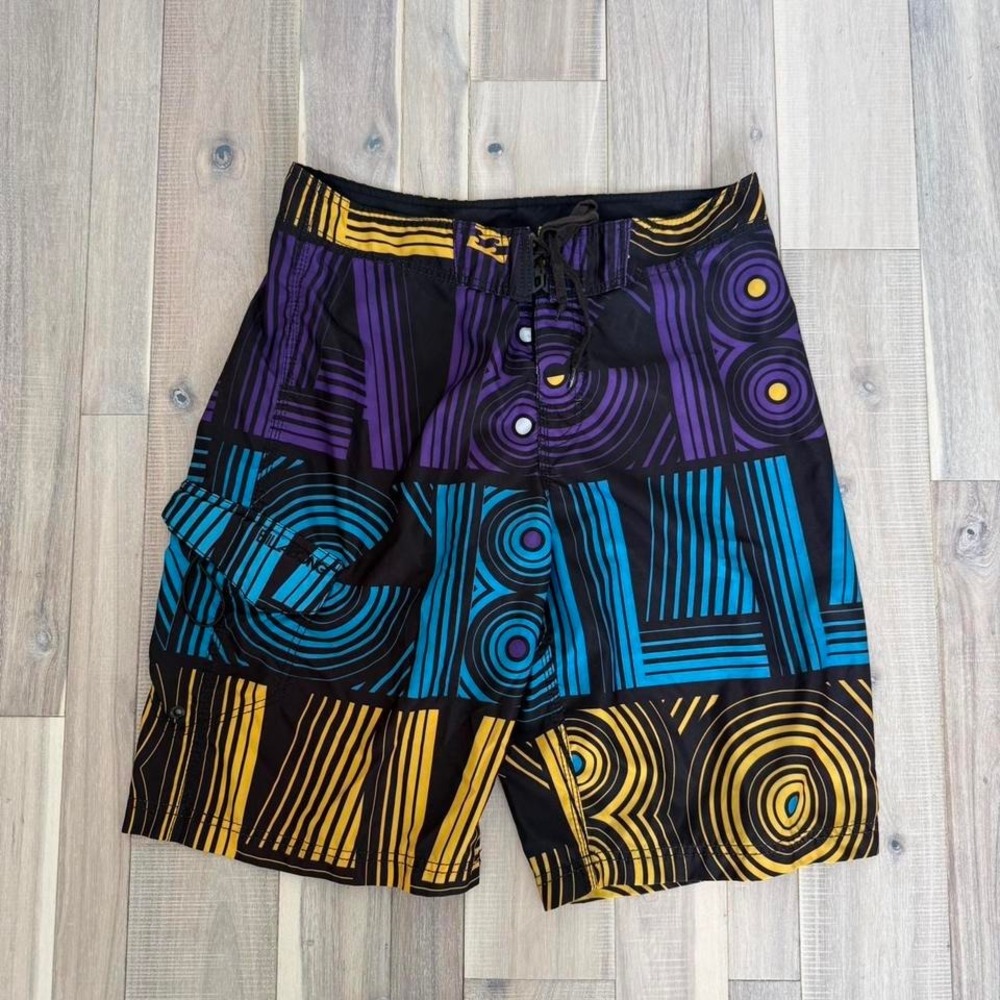 Y2K 2000s baggy Billabong multicoloured board shorts Size 34